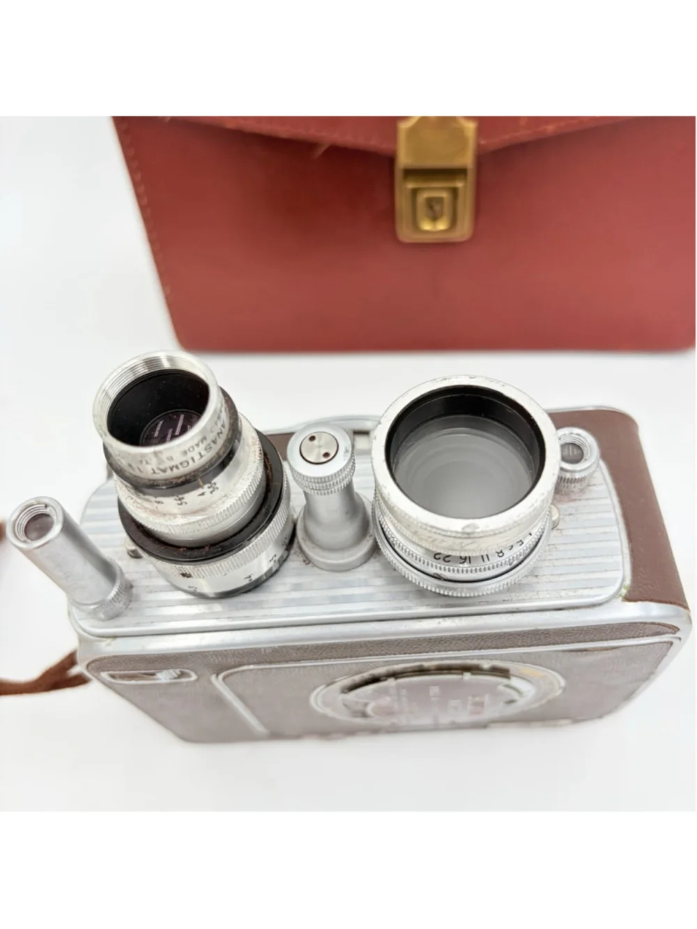 Vintage Bell & Howell Filmo Auto-8 8mm Camera Wollensak Lens Case Untested